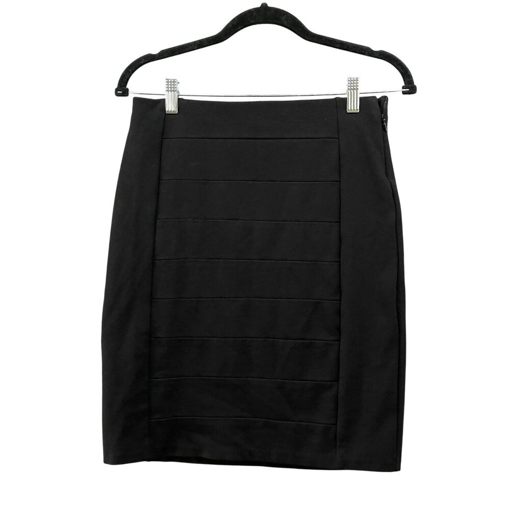 White House Black Market Pencil Skirt Womens Size 6 Black Paneled Ponte Knit